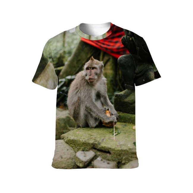 yanfind Adult Full Print T-shirts (men And Women) Wood Art Park Tree Travel Statue Portrait Monkey Outdoors Religion Jungle