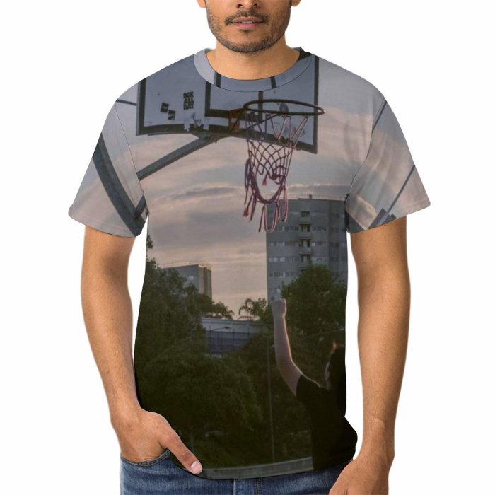 yanfind Adult Full Print T-shirts (men And Women) School Ball Athlete Basket Leisure Recreation Basketball Court Player Sports Backboard