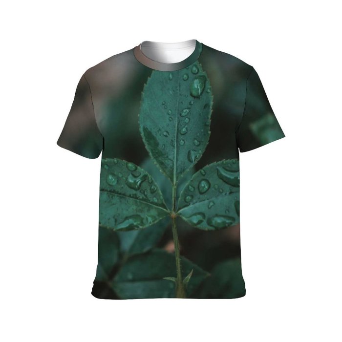 yanfind Adult Full Print T-shirts (men And Women) Light Texture Garden Abstract Dew Fall Flower Outdoors Raindrop Drop