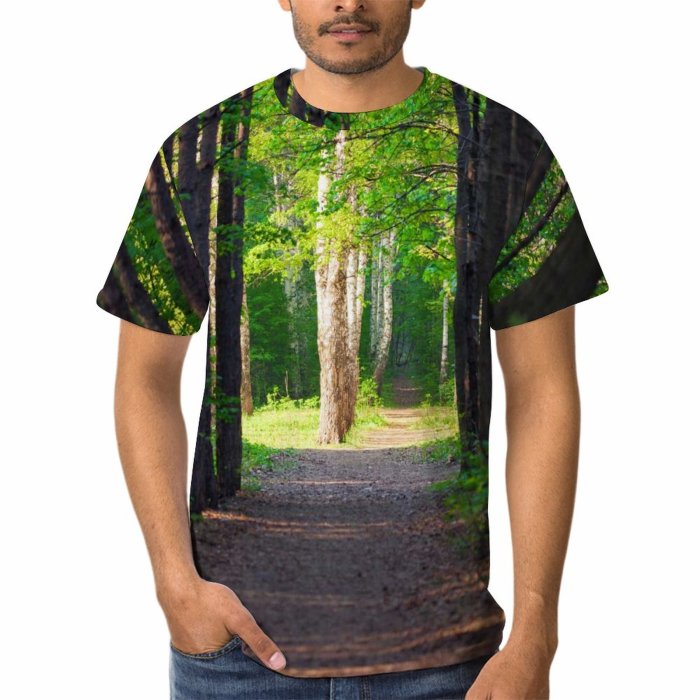 yanfind Adult Full Print Tshirts (men And Women) Alley Foliage Footpath Forest Landscape Leaves Outdoors Park Path Road Trees Walkway