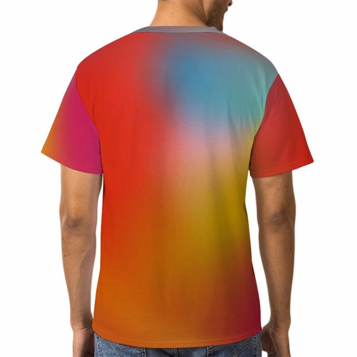 yanfind Adult Full Print T-shirts (men And Women) Abstract Colorful Contrast Creative Curves Shapes Deformation Deformed Degraded Digital Distort-