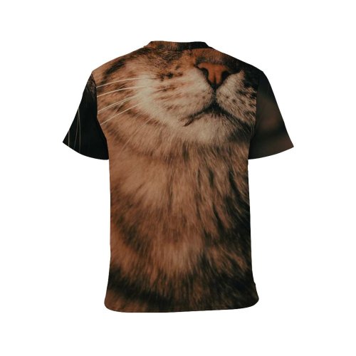 yanfind Adult Full Print T-shirts (men And Women) Pet Cute Fur Portrait Kitten Cat Sleep Staring Tabby Stripe