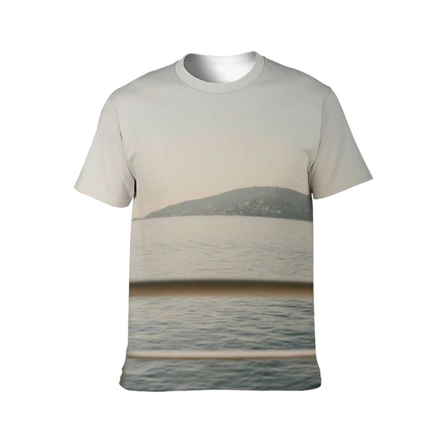 yanfind Adult Full Print T-shirts (men And Women) Light Sea Dawn Landscape Sunset Beach Ocean Summer Boat Fog Lake