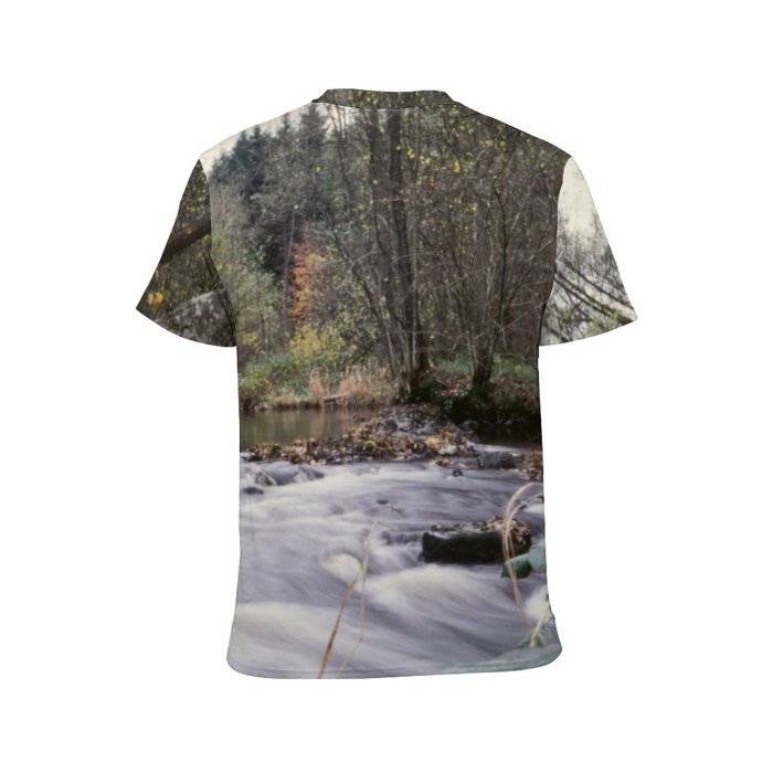 yanfind Adult Full Print T-shirts (men And Women) Landscape Trees Lake Movement Flow Woods River