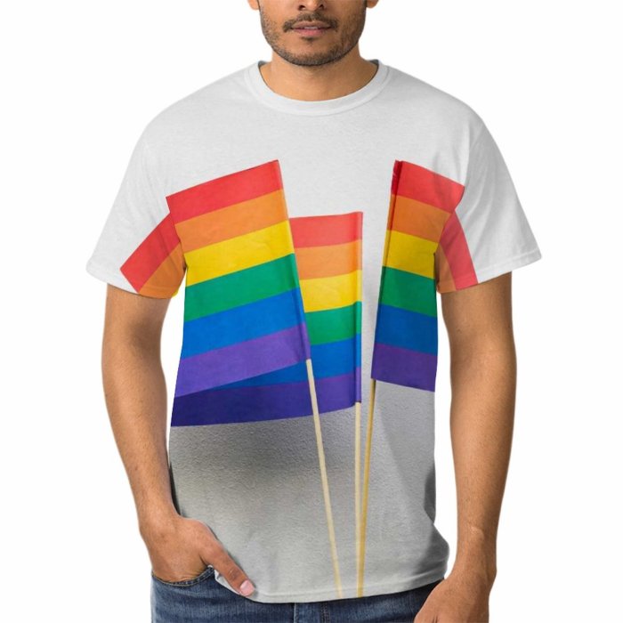 yanfind Adult Full Print T-shirts (men And Women) Wood Flag Creativity Fun Outdoors Leisure Wear Stripe Motley Disjunct