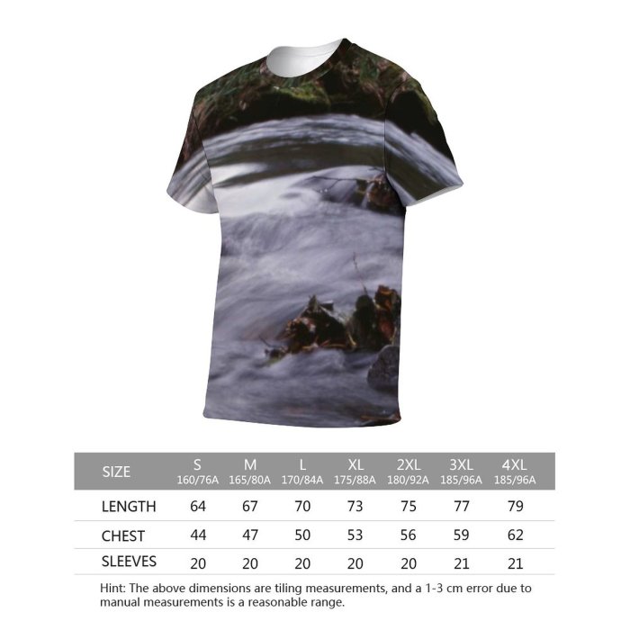 yanfind Adult Full Print T-shirts (men And Women) Landscape Trees River Rocks Stone Smooth Flow Church