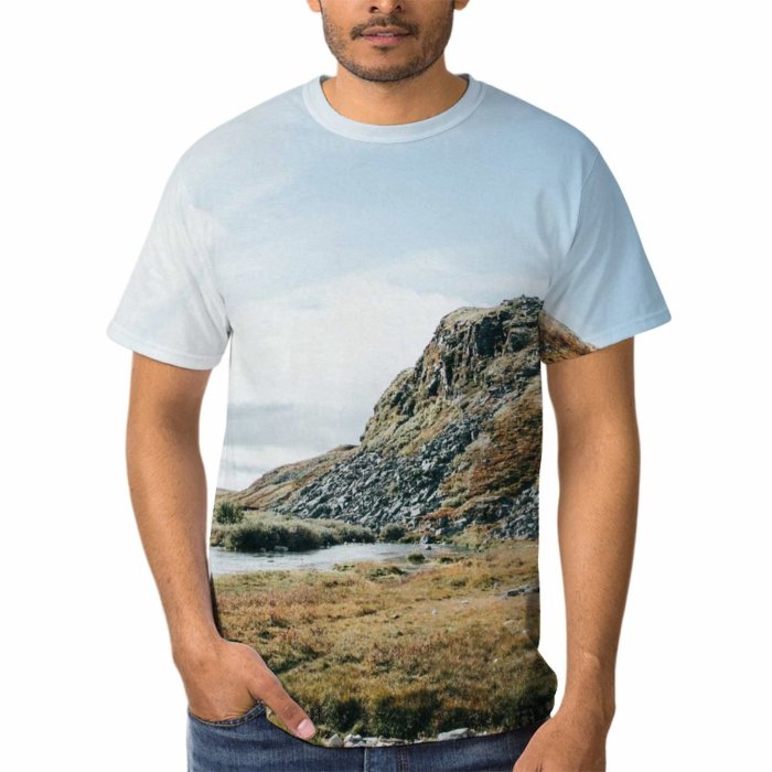 yanfind Adult Full Print T-shirts (men And Women) Snow Sea Summer Hill Grass Lake Fall Travel Cloud Rock Outdoors Valley