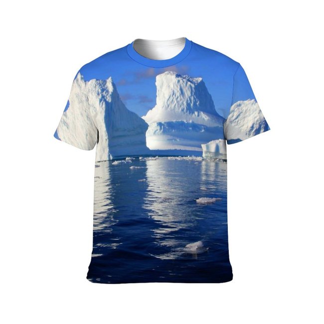 yanfind Adult Full Print T-shirts (men And Women) Sky Floating Frozen Horizon Icebergs Massive Ocean Reflection Sea Solid