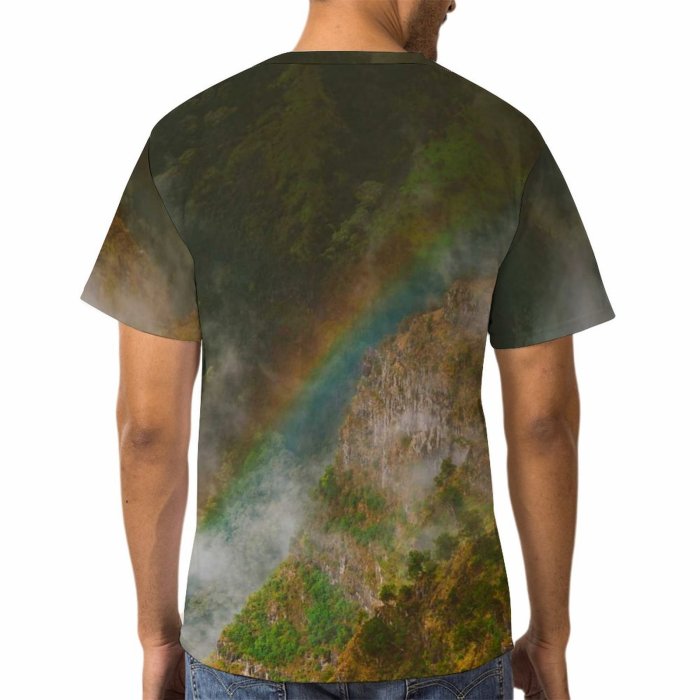 yanfind Adult Full Print T-shirts (men And Women) Wood Dawn Landscape Fog Mist Tree Travel Waterfall Rock Outdoors