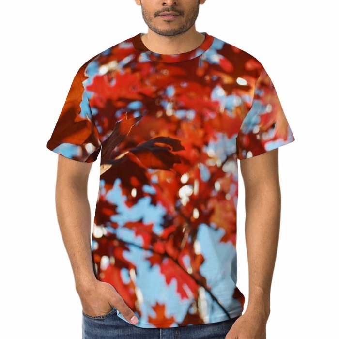 yanfind Adult Full Print Tshirts (men And Women) Maple Leaves Sky