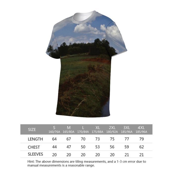 yanfind Adult Full Print T-shirts (men And Women) Landscape Trees Woods Forest River Sky Clouds