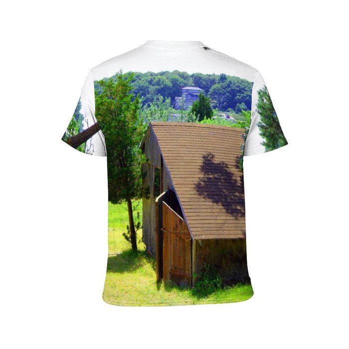 yanfind Adult Full Print T-shirts (men And Women) Abandoned Agriculture Architecture Barn Broken Building Country Countryside Decay Door Farm Farming