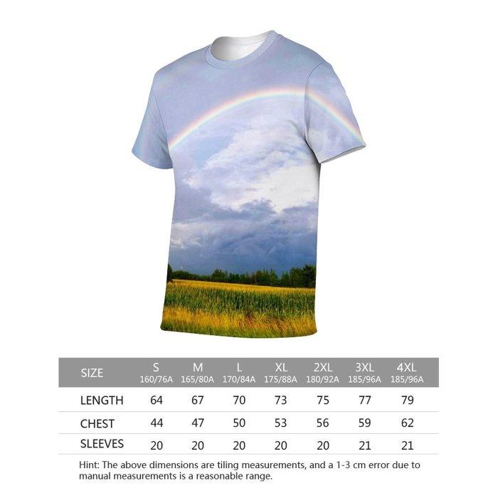 yanfind Adult Full Print T-shirts (men And Women) Landscape Field Storm Summer Agriculture Farm Grass Cloud Grassland Outdoors