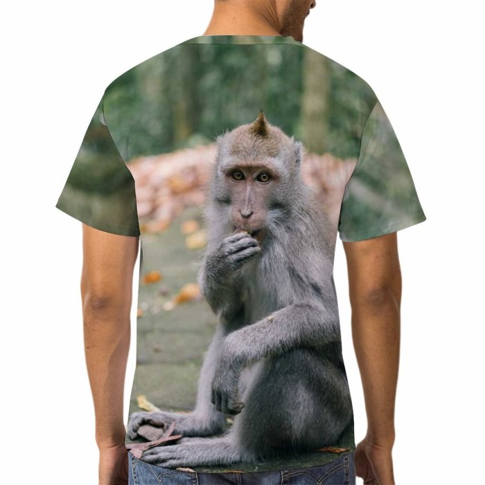yanfind Adult Full Print T-shirts (men And Women) Wood Cute Park Tree Fall Portrait Monkey Outdoors Wild Wildlife