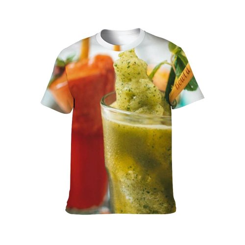 yanfind Adult Full Print T-shirts (men And Women) Summer Cocktail Glass Leaf Health Homemade Delicious Tropical Lime Juice Smoothie