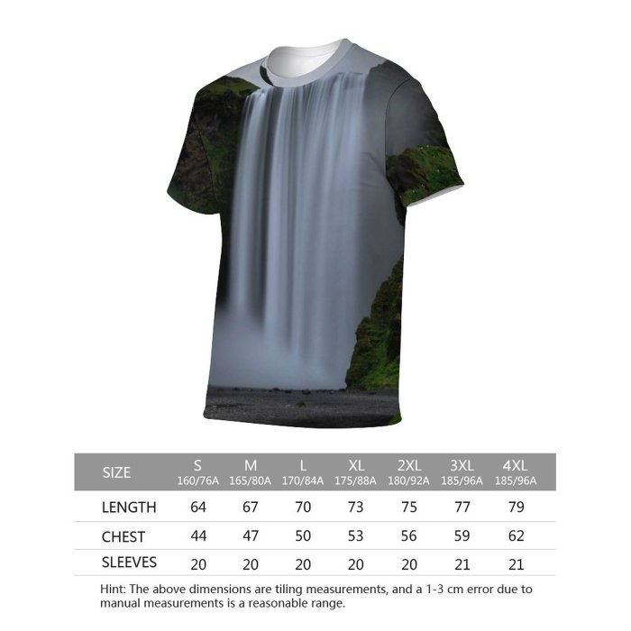 yanfind Adult Full Print T-shirts (men And Women) Wood Landscape Fog Mist River Fall Travel Motion Rock Outdoors