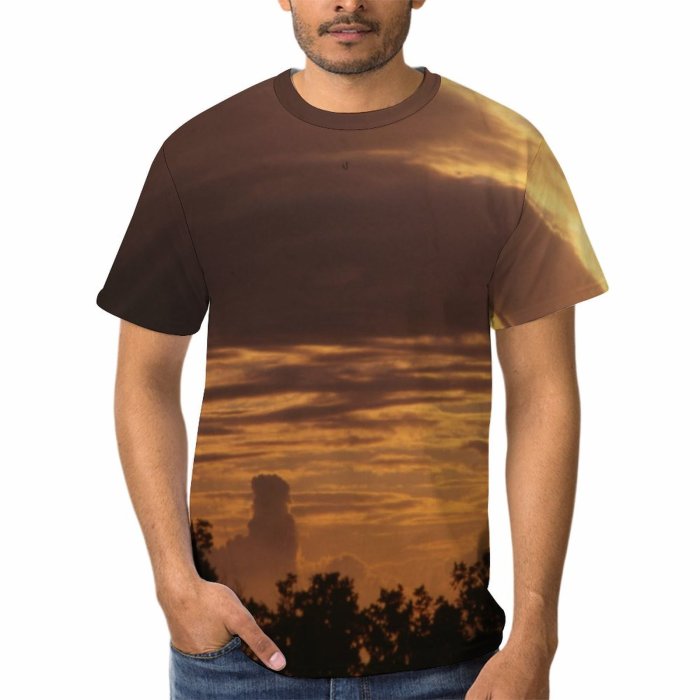 yanfind Adult Full Print T-shirts (men And Women) Landscape Sunset Sunrise Sky Clouds Peaceful Trees Plants-
