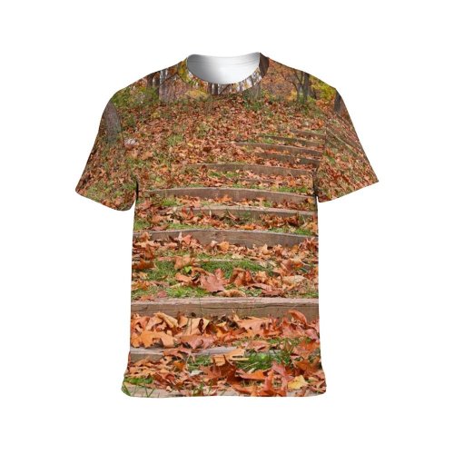 yanfind Adult Full Print Tshirts (men And Women) Fall Hdr Stair Stairs Stairway Stairwell Staircase Trail Path Pathway Way Grass