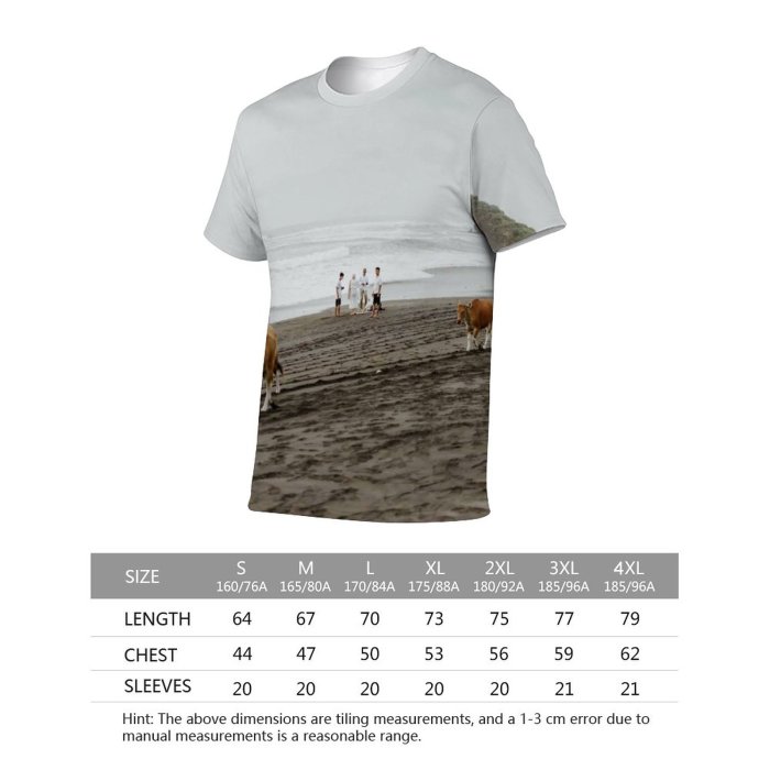 yanfind Adult Full Print T-shirts (men And Women) Sea Landscape Sunset Beach Sand Ocean Summer Travel Seashore Outdoors Bull Cow