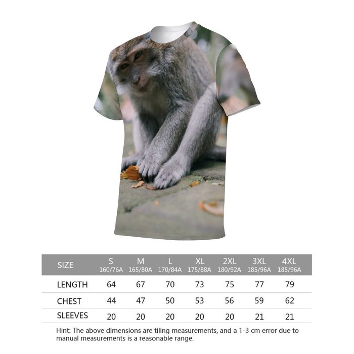 yanfind Adult Full Print T-shirts (men And Women) Wood Cute Park Tree Fur Portrait Monkey Outdoors Wild Baby