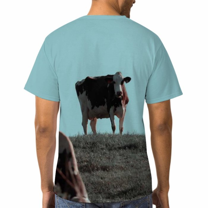 yanfind Adult Full Print T-shirts (men And Women) Landscape Field Countryside Agriculture Farm Grass Milk Cow Rural Calf Farmland Pasture