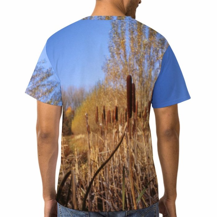 yanfind Adult Full Print T-shirts (men And Women) Landscape Trees Grass Whey Fields Woods