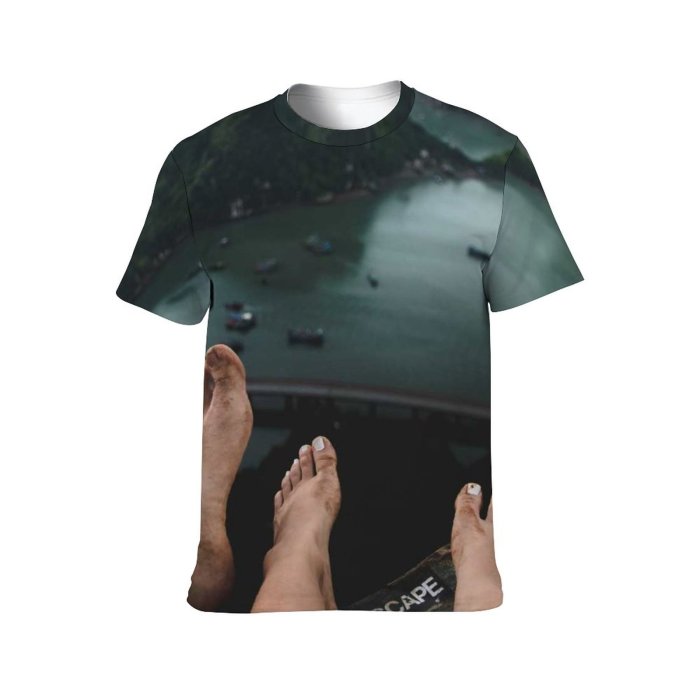 yanfind Adult Full Print T-shirts (men And Women) Light Sea Landscape Summer Vehicle Travel Seashore Rock Outdoors Recreation