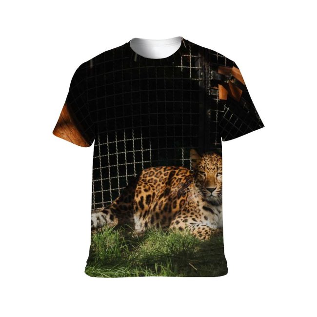 yanfind Adult Full Print T-shirts (men And Women) Wood Grass Fur Portrait Cat Outdoors Wild Hunter Jungle Leopard