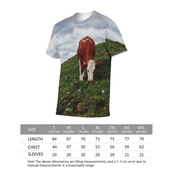 yanfind Adult Full Print T-shirts (men And Women) Landscape Field Summer Countryside Agriculture Farm Grass Travel Outdoors Rural Farmland Pasture