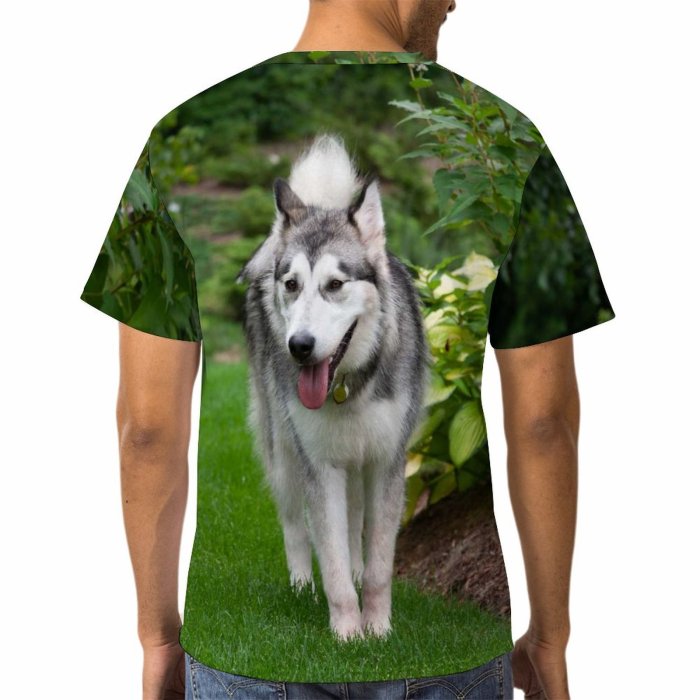 yanfind Adult Full Print T-shirts (men And Women) Wood Summer Garden Dog Grass Park Leaf Fur Wolf Portrait Outdoors