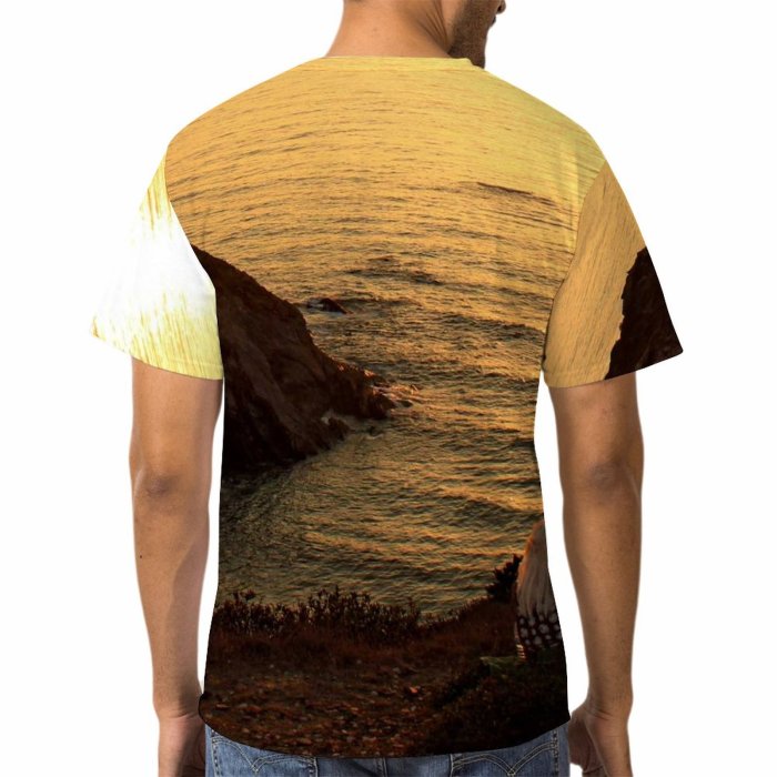yanfind Adult Full Print Tshirts (men And Women) Lovers Watching Fiery Sunset Algarve Portugal Setting Light Cliff Top Romantic