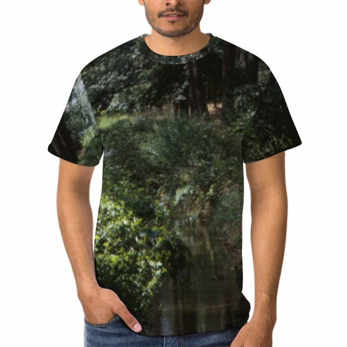 yanfind Adult Full Print T-shirts (men And Women) Landscape Trees Woods Forest River