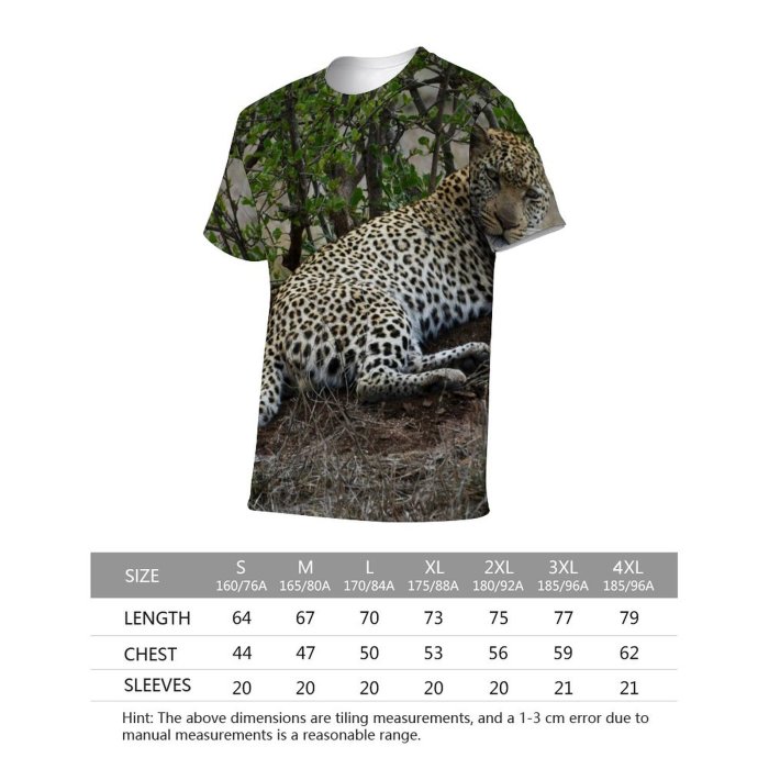 yanfind Adult Full Print T-shirts (men And Women) Grass Tree Big Cat Outdoors Wild Leopard Safari Wildlife Danger Serengeti