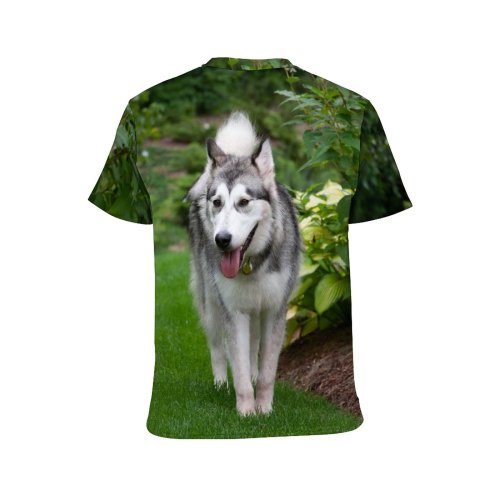 yanfind Adult Full Print T-shirts (men And Women) Wood Summer Garden Dog Grass Park Leaf Fur Wolf Portrait Outdoors