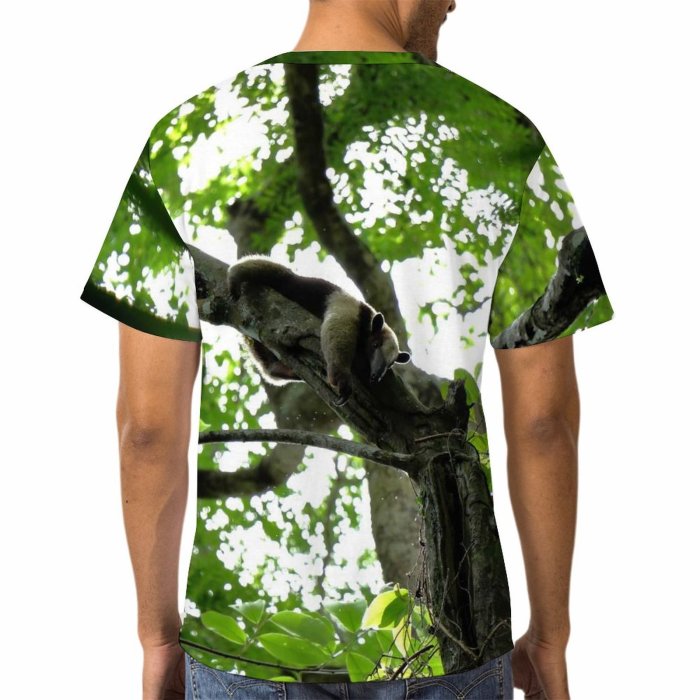 yanfind Adult Full Print T-shirts (men And Women) Wood Summer Trunk Park Leaf Tree Monkey Outdoors Hanging Branch Wildlife