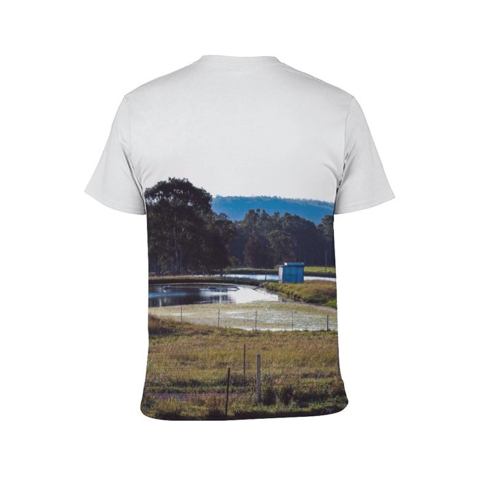 yanfind Adult Full Print T-shirts (men And Women) Wood Landscape Field Summer Countryside Agriculture Grass Lake Tree River Fall Travel