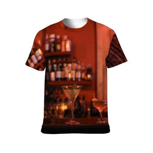 yanfind Adult Full Print T-shirts (men And Women) Restaurant Bar Cocktail Glass Club Nightlife Bottle Pub Vodka Counter Whisky Liquor