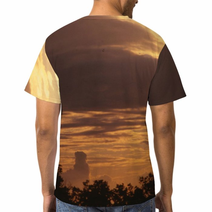 yanfind Adult Full Print T-shirts (men And Women) Landscape Sunset Sunrise Sky Clouds Peaceful Trees Plants-