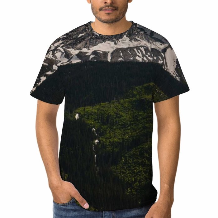 yanfind Adult Full Print T-shirts (men And Women) Wood Light Dawn Landscape Fog Evening Tree Travel Volcano Outdoors Valley