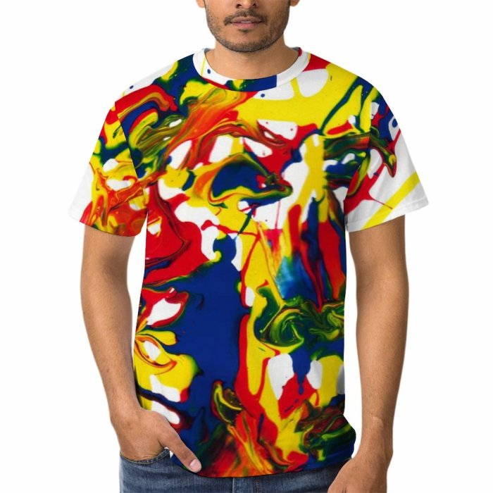 yanfind Adult Full Print Tshirts (men And Women) Texture Abstract Faces Cool Acrylic Expressions Contemporary Splatter