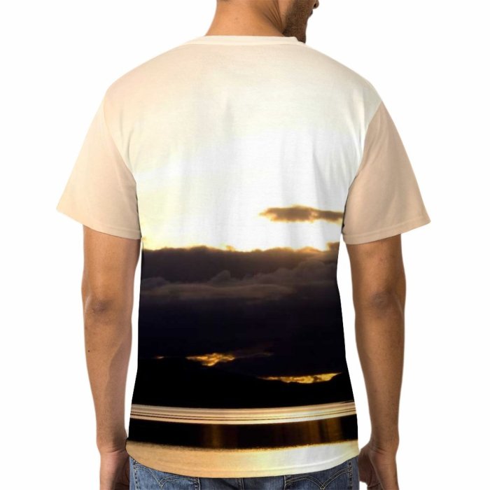 yanfind Adult Full Print T-shirts (men And Women) Landscape Sunset Lake Thingvellir Iceland Sky Clouds Sundown Reflection still Piece Shine-