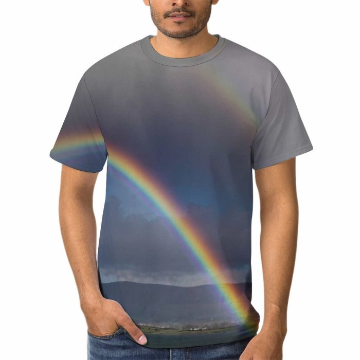 yanfind Adult Full Print T-shirts (men And Women) Light Landscape Sunset Beach Storm Evening Cloud Outdoors Rainbow Daylight