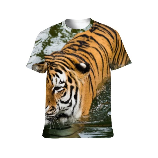 yanfind Adult Full Print T-shirts (men And Women) Fur Cat Wild Wildlife Angry Danger Staring Stripe Endangered