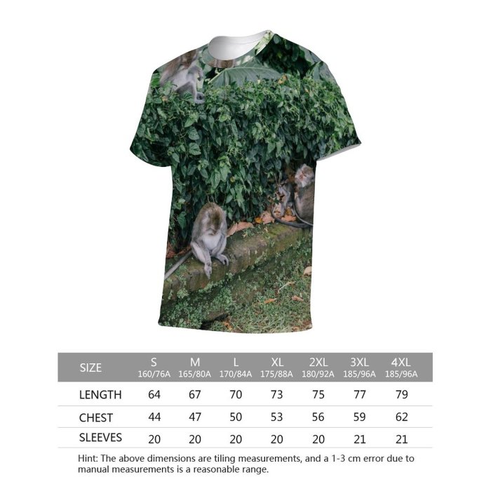 yanfind Adult Full Print T-shirts (men And Women) Wood Garden Park Leaf Tree Monkey Outdoors Jungle Wildlife Primate Rainforest