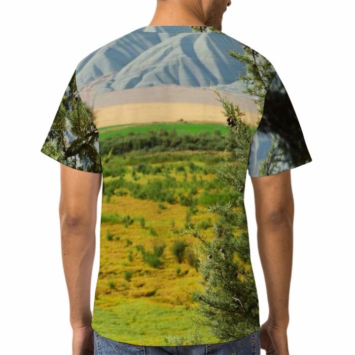 yanfind Adult Full Print T-shirts (men And Women) Wood Landscape Summer Grass Park Leaf Tree Fall Travel Outdoors Evergreen Conifer