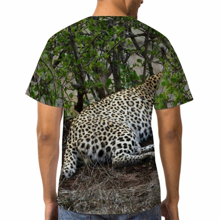 yanfind Adult Full Print T-shirts (men And Women) Grass Tree Big Cat Outdoors Wild Leopard Safari Wildlife Danger Serengeti