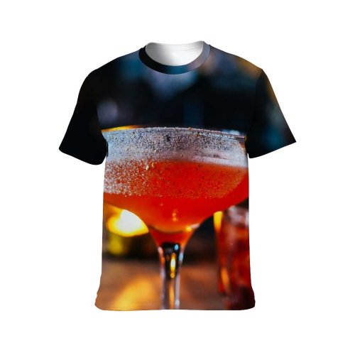 yanfind Adult Full Print T-shirts (men And Women) Wood Dark Bar Party Cocktail Glass Wine Nightlife Vodka Whisky Liqueur