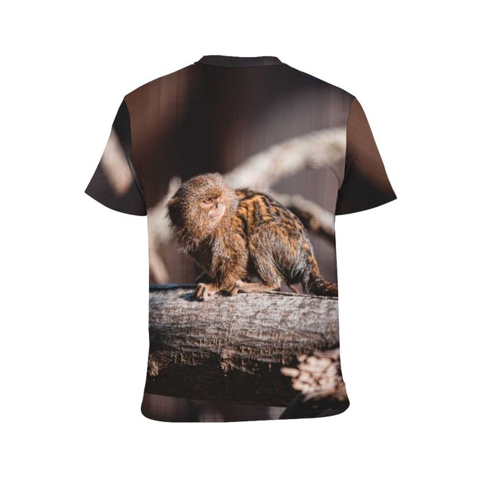 yanfind Adult Full Print T-shirts (men And Women) Wood Portrait Monkey Hairy Outdoors Wild Wildlife Little Primate Sit