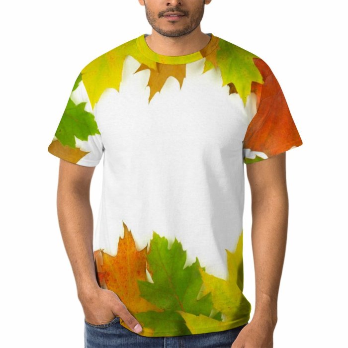 yanfind Adult Full Print Tshirts (men And Women) Autumn Branch Colorful Colourful Fall Forest Leaf Leaves Maple Plant Season Seasonal