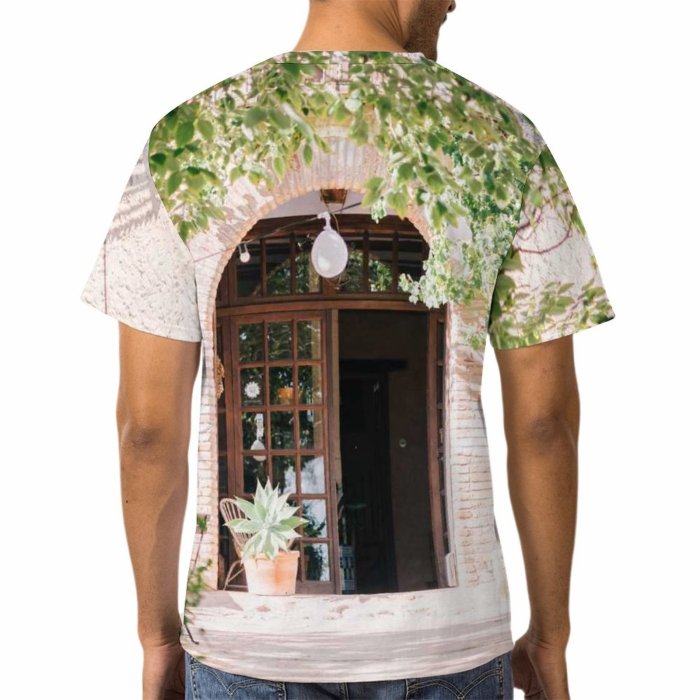 yanfind Adult Full Print T-shirts (men And Women) Wood Building Garden Leaf Architecture Tree Flower Home Outdoors Entrance Ivy Family